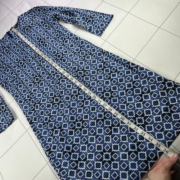 J. McLaughlin Dress Womens Small Blue Sophia Geometric Shift Catalina Cloth Work - Picture 9 of 9